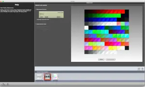 Ekran z kolorowymi łatkami i opcjami do kalibracji monitora. Program i1Profiler pomaga jak skalibrować monitor.