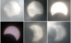 Kolejne etapy zaćmienia Słońca uchwycone na zdjęciach. Dowiedz się, jak zrobic zdjecie zacmienia slonca, obserwując postęp zakrycia.