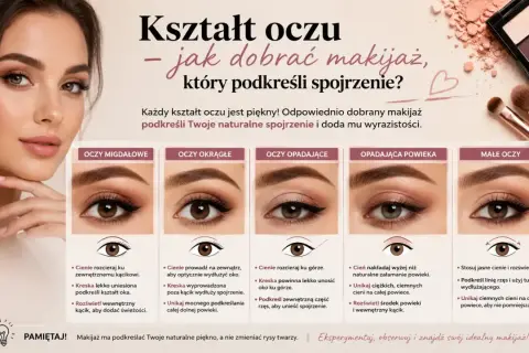 Poradnik makijażu dla różnych kształtów oczu: migdałowe, okrągłe, opadające, z opadającą powieką i małe. Dobierz makijaż, by podkreślić swoje spojrzenie.