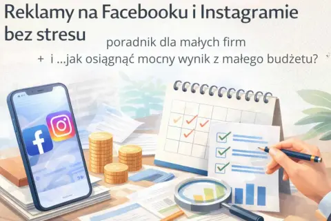 Reklamy na Facebooku i Instagramie bez stresu. Fotografia mody i reklamowa z telefonem, monetami i kalendarzem.