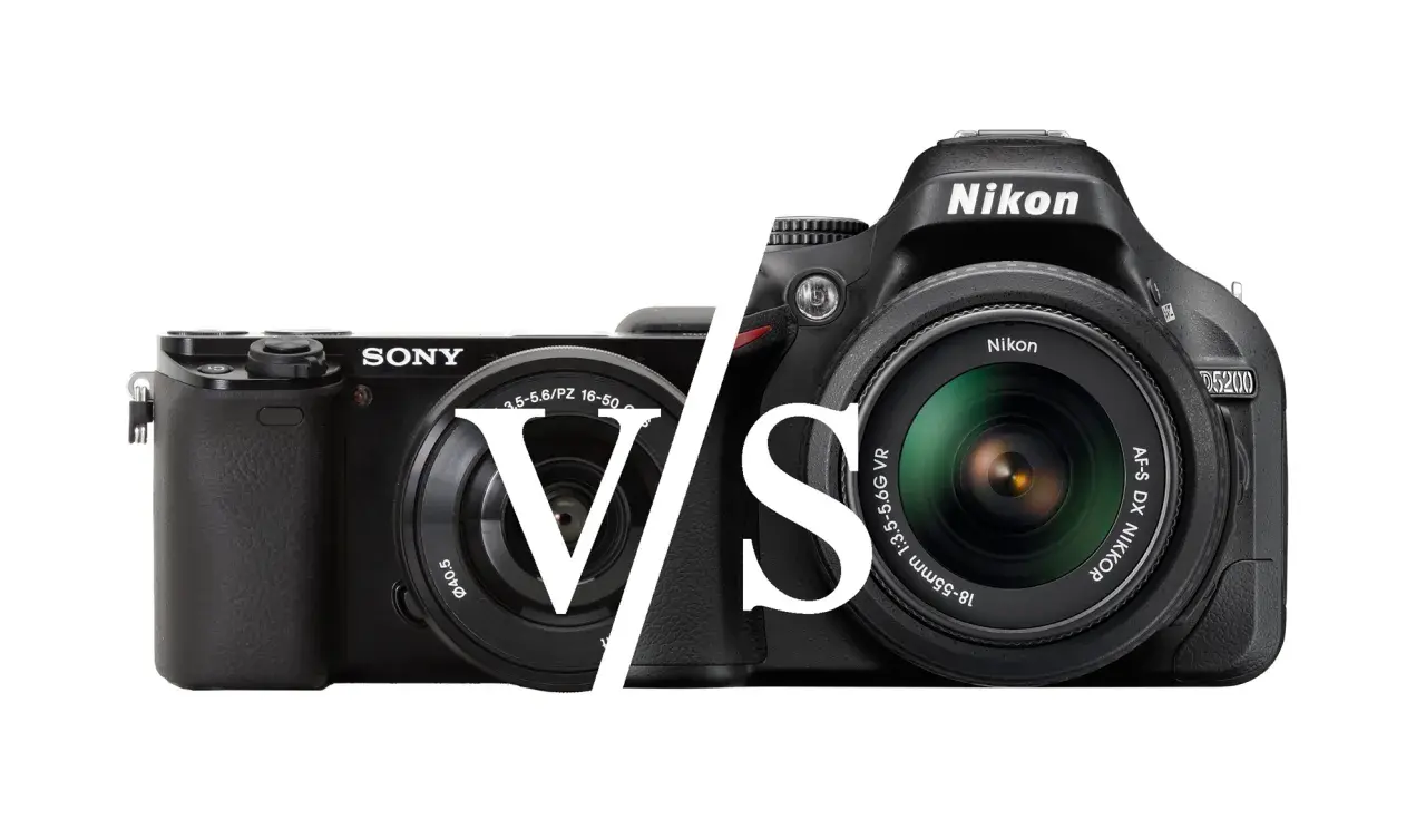 Sony bezlusterkowiec kontra Nikon lustrzanka. Porównanie, czym się różni lustrzanka od bezlusterkowca, pokazuje ich budowę i obiektywy.