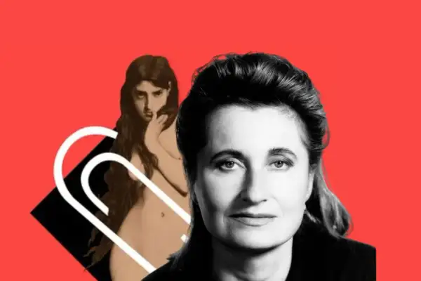 Portret kobiety zamyślonej, a w tle uciekające oko na zdjęciach, symbolizujące nieuchwytność spojrzenia.